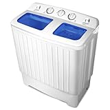 GiantexUK Twin Tub Washing Machine, 8KG Compact Washing Machine and Spin Dryer Combo with Timer Control & Drain Pipe, Mini Portable Washer for Dorm Apartment RVs
