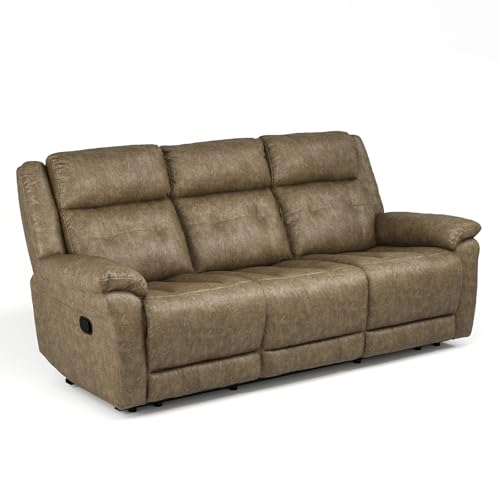 Cotiro Oversized 86” Vegan Leather Recliner Sofa, 3-Seater