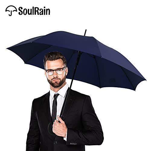 Soulrain 50 Inch Large Stick Umbrella Windproof Automatic Open Oversized J Handle Umbrellas For Men And Women Unbreakable Strong Travel Golf Umbrella (Navy Blue) #TOP7