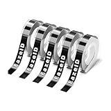 EazeID Replacement for Dymo Embossing Label Tape 9mm 3/8 Inch 3D Plastic 1741670 for Dymo Organizer Xpress Tape 1540 1550 1570 Office Mate II 12965 DYM12966 Embossed Labels, White on Black 5-Pack