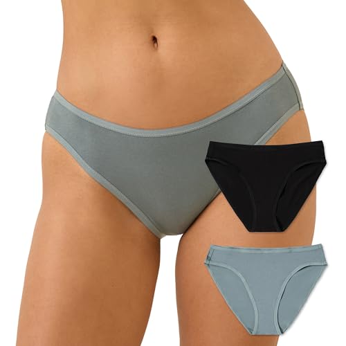 Image of Pact Women's Organic Cotton Bikini Underwear, Classic Fit Panties with High Cut Leg