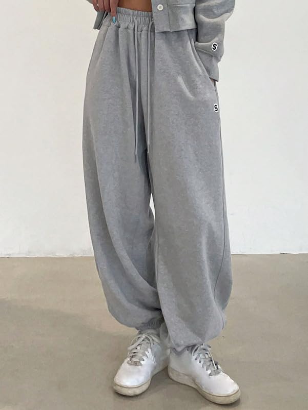 Image of Imsa Moda Women's Loose Fit Track Pants | Polycotton Joggers with Elastic Waistband & Side Pockets | Comfortable Gym, Yoga & Casual Wear Trousers