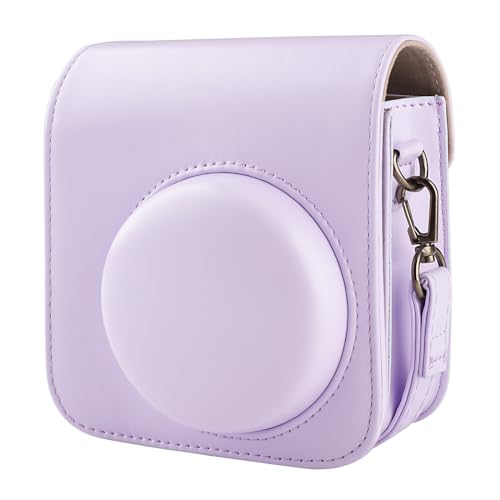 BriLumin Funda para Cámara Fujifilm Mini 12, Funda de Cuero PU es Compatible con Instax la Cámara Instantánea Mini (Púrpura)