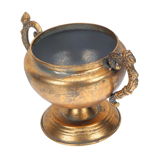 SUPVOX macetero metalico Antiguo macetas para Plantas Moderno Mini Verde Flores decoración Vintage jarrones Decorativos Maceta para Plantas suculentas cuencas de siembra Planchar Golden