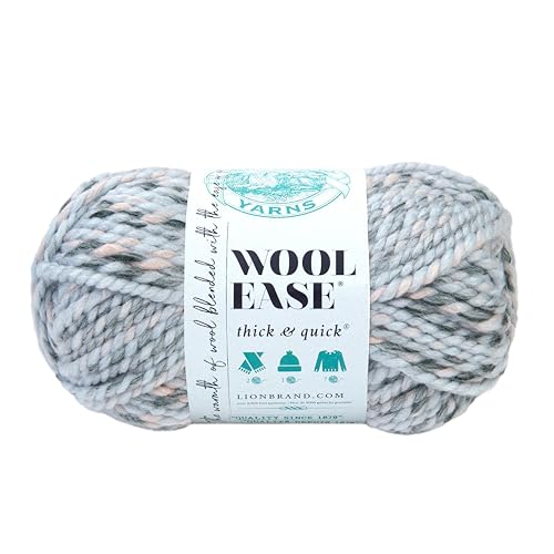 Image of Lion Brand Yarn Wool-Ease Thick & Quick Yarn, Soft and Bulky Yarn for Knitting, Crocheting, and Crafting, 1 Skein, Arctic Ice | Super Bulky Wool Acrylic Blend Fiber for Soft Hats, Sweaters, Chunky Blankets, Yarn for Crochet, Knitting, Crafts, Weaving
