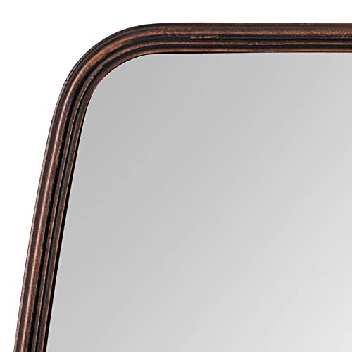 Image of Kate and Laurel Caskill Modern Barrel Mirror; 18 x 48; Dark Bronze; Round Rectangle Barrel Full Length Mirror for Wall