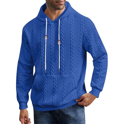 Ymosrh Men's Hoodies, Long Sleeve Solid Color Casual Textured Hooded Sweatshirt Pullover, S-2XL