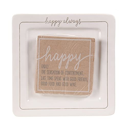 Mud Pie 4115021 Happy Always Cheese Serving Plate, One Size, White Mud Pie 4115021 Happy Always Cheese Serving Plate, One Size, White
