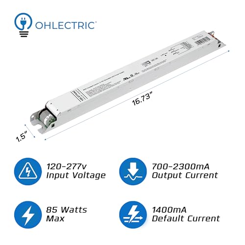 Image of OHLECTRIC Replacement for OTi 85 /120-277 /2A3 DIM-1 L AUX Linear 120-277V LED Driver with Programmable Output, 700-2300mA & 10-55V, 85 Watts Power. LED Dimmer, 1-100% LED Dimming Range - 5 Pack