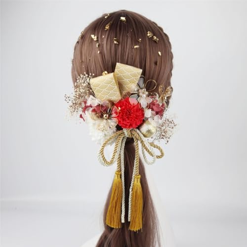 Horquillas de pelo anti tirones con flor 3D para niñas de pelo largo 4