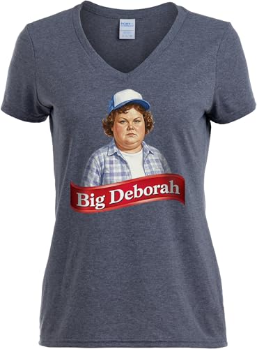 Big Deborah Shirt Funny Sarcastic Graphic T-Shirt for Women - Ironic 90s Nostalgia Big Debra Snack Cake Parody V-Neck Tee Top - (Vneck M)