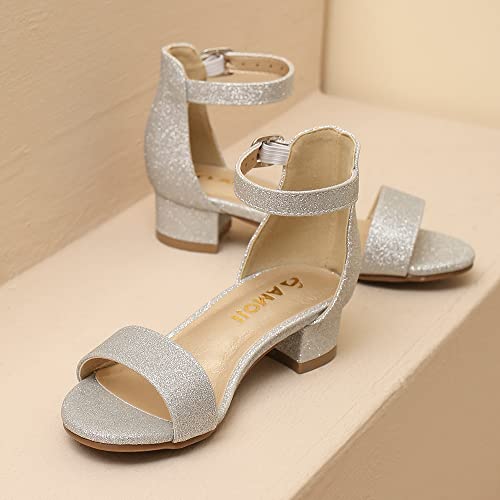 Image of Amoji Girls High Heels Kid Ankle Strap Dress Shoes Wedding Party for Little Kid Big Kid 412