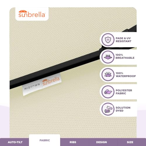 Image of Midtown Umbrellas Lean - 9 Ft Patio Umbrella, Canvas Natural Canopy