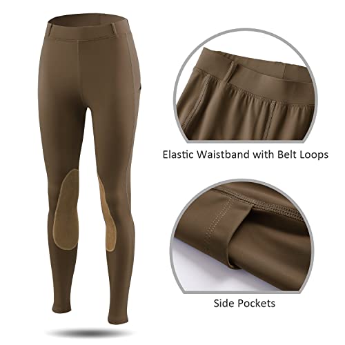 Baleaf BALEAFAAB1820802220WA Women'S Riding Pants Equestrian Breeches Knee-Patch Horse Riding Tights Horseback Belt Loops Pockets Upf50+ Brown S thumb #3
