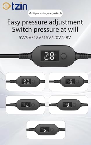 Image of ETZIN USB C to DC 5.5x2.5mm PD140W 1M /3.2FT Fast Charging Cable with Digital Display Compatible with 100W /65W /40W Support 6 Voltages 5V /9V /12V /15V /20V /28V
