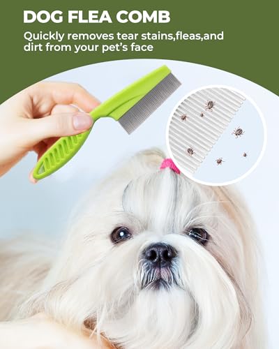 Image of Dog Brush for Shedding Grooming,6 Pack Long-Pin Brush Set for Long Haired Dog Cat Goldendoodles Poodles Doodles Green