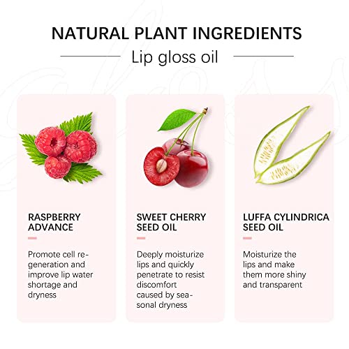 Hydrating Lip Oil Plumping Lip Gloss, Crystal Jelly Moisturizing Lip Oil/Polished Lip Oil Lines/Tint Moisturizing Transparent Lip Balm Care Stick (Cherry-015) - Image 7