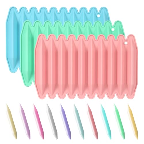 3 Pcs Crayon Molds Silicone Oven Safe 3D Silicone Molds for Crayon Reusable Triangle Chocolate Making Tools for DIY Candle Chocolate Jelly Making