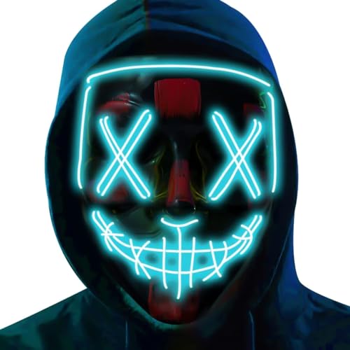 Ice Blue LED Light Up Stitched Purge Mask