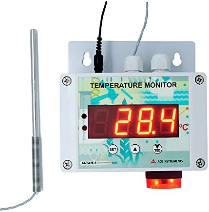 Wall Mounted Server Room Temperature Monitor with Audio and Visual Buzzer for Food Industry, Pharmaceuticals, Warehouse, Data Centres, Cold Storage Along with Calibration Certificate