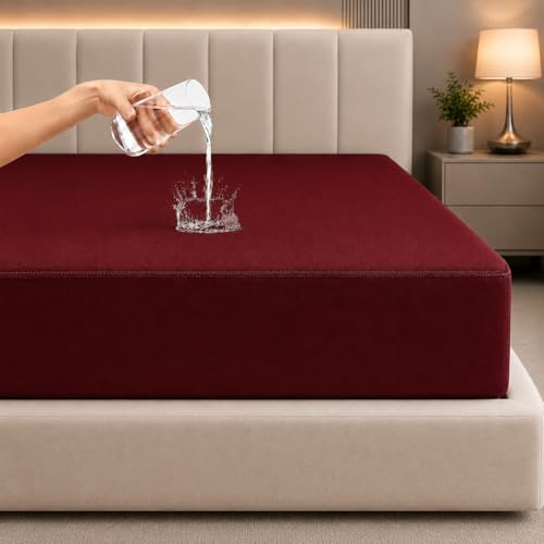 Image of La Verne 100% Waterproof Premium Cotton Feel Mattress Protector Queen Size 78 x 60 Inches | Breathable and Hypoallergenic Ultra Soft Fitted Bed Protector Cover