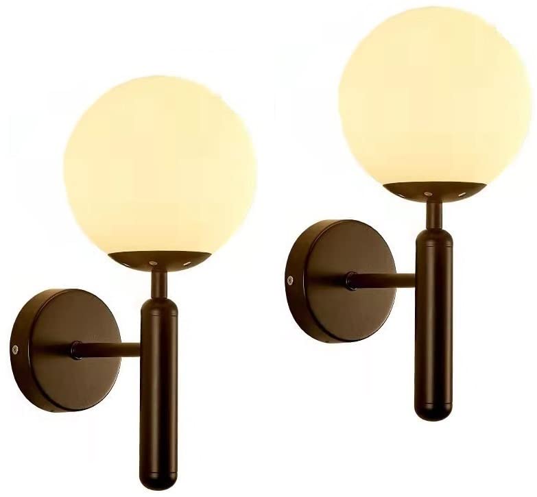 Moderne Golden Globe Glazen Wandkandelaar Set van 2 met