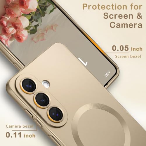 Image of DIZORO Compatible with Samsung S26 Case, Compatible with Mag Safe, Matte Luxury Metallic Luster Flexible TPU Wireless Charging Shockproof Case with Camera Protector Desert