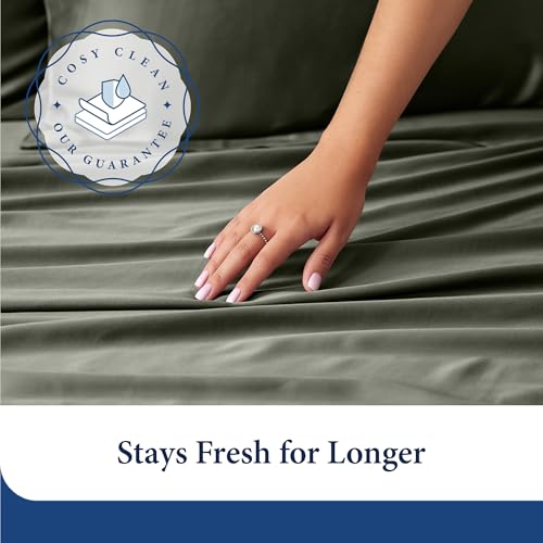 Cosy House Collection 100% Rayon Derived from Bamboo Fitted Sheet - Cooling, Breathable, Silky Soft Deep Pocket Bottom Sheet (Split King, Marine Blue) by Cosy House Collection - Image 5