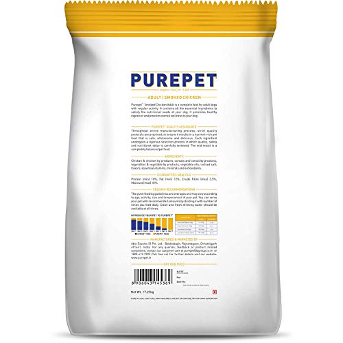 Image of Purepet Chicken and Vegetable Adult Dry Dog Food - 20kg & Smoked Chicken Adult Dog Food, 17.25kg