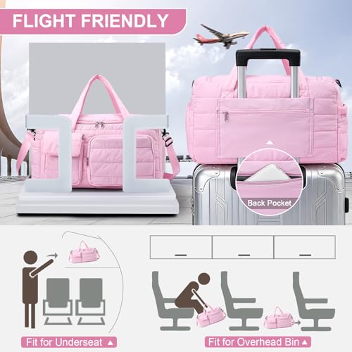 Image of Small Gym Bag for Women, Travel Duffle Bag Carry On Weekender Bag with Shoe Compartment
