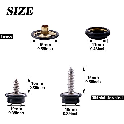 image for Swpeet 120Pcs Black Fastener Screw Snaps with 1Pcs Snap Setting Tool K