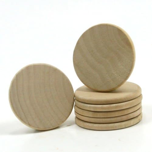 Miniatura 4 de Mylittlewoodshop - Paquete de 50 discos circulares redondos, 1 pulgada de diámetro con borde biselado y madera sin terminar de 1/8 de pulgada de