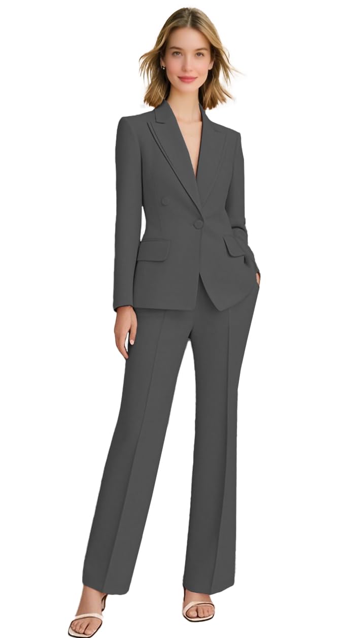 2 PC Womens Pant Suits for Work Professional Womens Suits 2 PC Set Dressy Business Formal Occasion