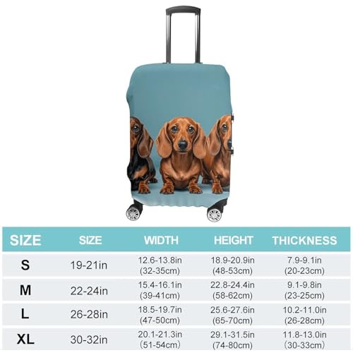 Three Dachshunds Luggage Cover Elastic Suitcase Protector Case Anti-Scratch Washable Baggage Covers Protector For Traveling, Aircraft Consignment XL2