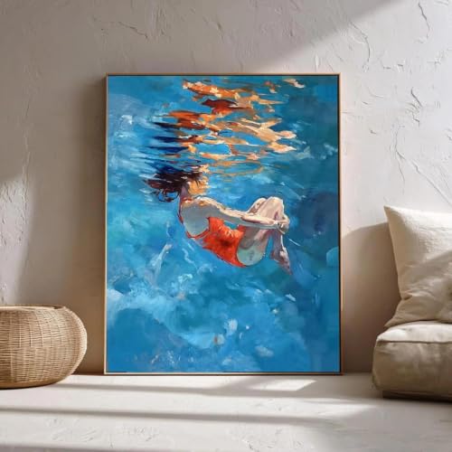 Décoration murale tableau abstrait bleu serein toile de 60X90Cm
