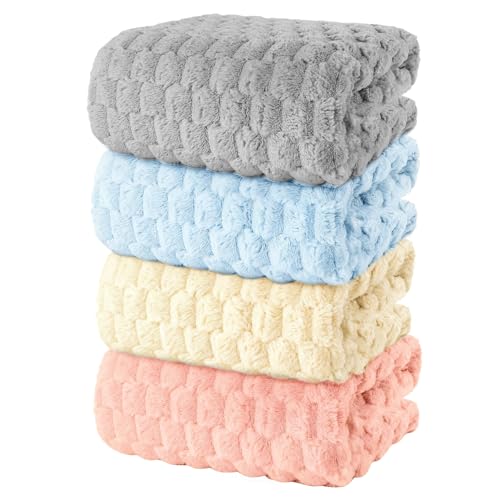 meishiqi 4 Pack Microfiber Bath Towels Large, Super Absorbent, Quick Dry, Plush and Fluffy, 27.5″ x 55″, Luxury Towel Set for Bathroom, Spa, Gym, Travel - Mixed Colors