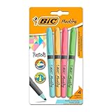 Pincel Marcador de Texto Cores Pastel BIC Marking, Ponta Chanfrada, Grip, 1.5 - 3.5mm, 970913, 4 Cores