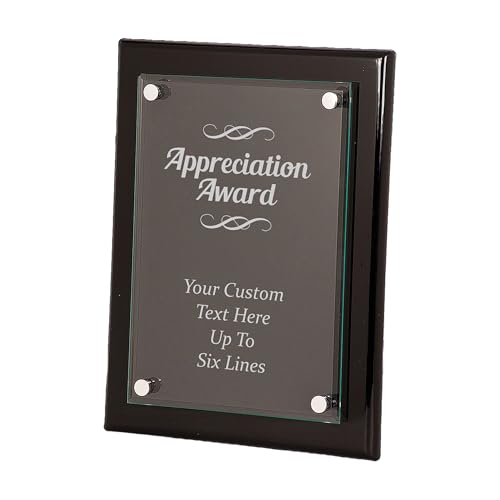 Personalized Appreciation Plaque Award, Customizable 8x10 Floating Glass Plaque, Business Awards with Custom Text