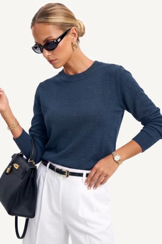 Image of Arach&Cloz Women's Wool Blend Classic Crew Neck Casual Fall Sweaters
