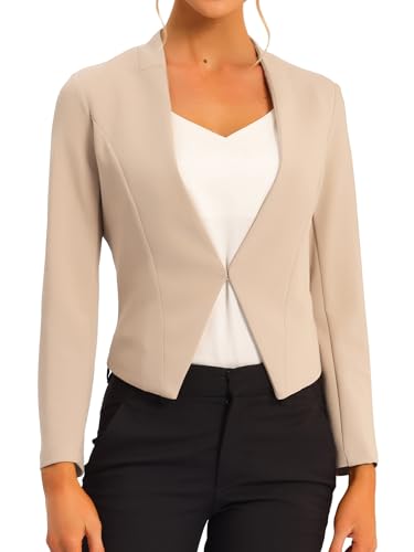 Restez élégante au bureau grâce au blazer court sans col femme camel L