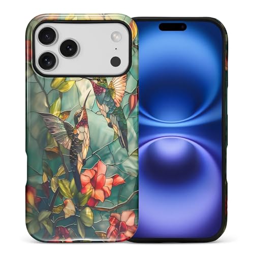 DAIZAG Case for iPhone 17 Pro Max,Mixed 2 Layer Design Shockproof Soft TPU Ddouble Protection Phone Case for iPhone 17 Pro Max-Gorgeous Hummingbird - image 1