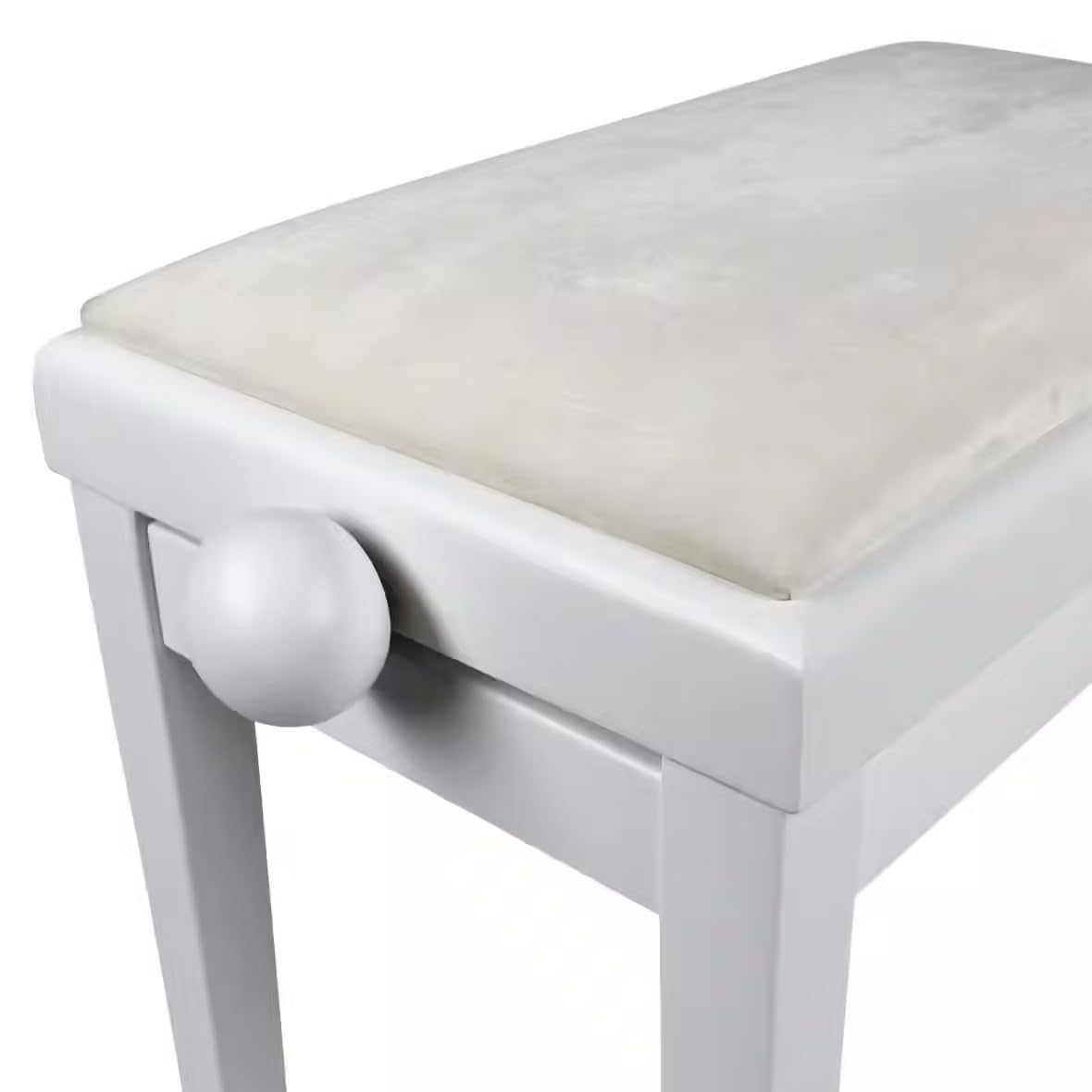 WOODBRASS KBE40 - Banqueta de piano blanco mate, regulable en altura, asiento aterciopelado, taburete teclado elegante, robusto y cómodo
