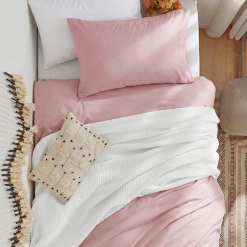 Image of Bedsure Pink Duvet Cover Twin /Twin XL Size - 2 Pieces Prewashed Cotton-Like Polyester Extra Soft Bedding Set, Includes 1 Duvet Cover 68 inchx90 inch with Zipper Closure & 1 Pillow Sham, No Comforter