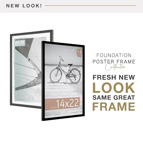 Image of MCS Foundation 14x22 Poster Frame Traditional Black, Vertical & Horizontal Wall Hanging Large Picture Frame for Photos, Posters & Art Prints (1-Pack)