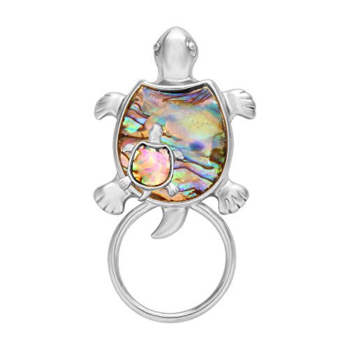 Image of Gold Sea Turtle Natural Abalone Shell Clip Eyeglass Holder Brooch Jewelry