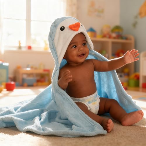 Image of Toddler Bath Towel for Boy Girl 0-5 Years, 2 Pcs Baby Towels with Hood, Large Size 50 * 32 Inch Toddlers Towels, 2-Pack Thick Absorbent Toddler Towel with Hood