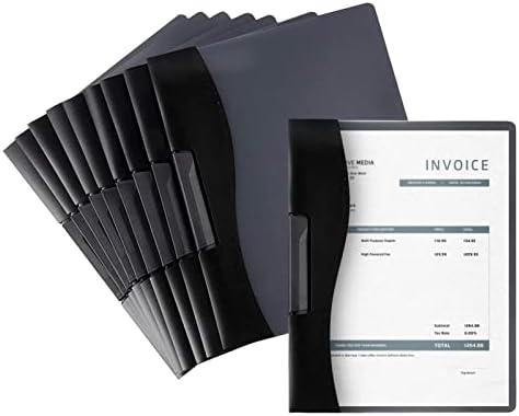 10 Pack Clear Report Covers with Sliding Bar and Swing Clip for Letter Size Documents, Presentation, Resume, Proposal, Classrooms, Holds 30 Sheets (Black, 9 x 11 Inches)