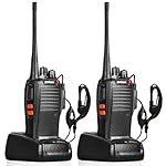 777S Rechargeable walkie talkies for Adults Long Range with Earpieces and Li-ion Battery,Two Way radios has VOX/TOT/Emergency Alarm/Battery Low Alert/Flashlight/Scan Function（2 Pack）