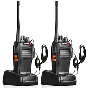 777S Rechargeable walkie talkies for Adults Long Range with Earpieces and Li-ion Battery,Two Way radios has VOX/TOT/Emergency Alarm/Battery Low Alert/Flashlight/Scan Function（2 Pack）