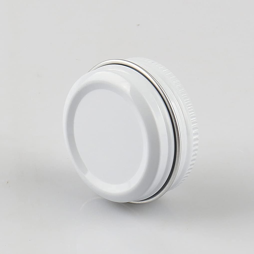 100 Pezzi Barattoli di alluminio 15ml a Vite Bianca Scatola in Alluminio Forma Rotondo, Vasetti per DIY Candele Cosmetico Caramella Gadget Balsamo Labbra, 4x Etichette e 10x Spatola